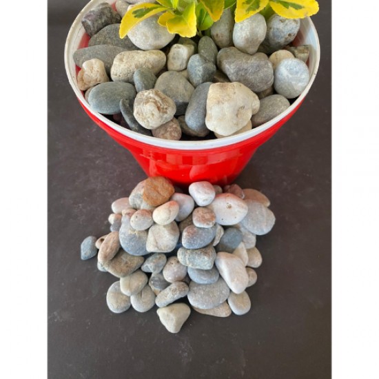 Doğal Nazilli Dere Çakıl Taşı ( 2-4 cm. Boy / 3 kg. ) Bahçe Peyzaj Saksı Taşı