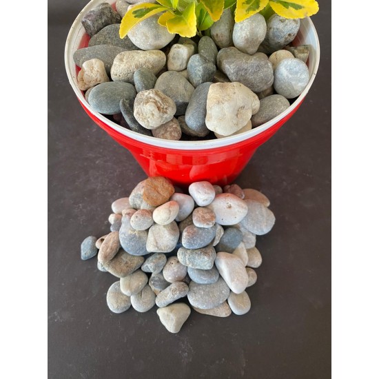 Doğal Nazilli Dere Taşı ( 1-2 cm Boy / 3 kg ) Bahçe Peyzaj Saksı Taşı