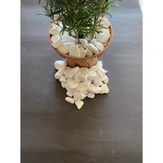 Beyaz Dolomit Taş (2-4 CM. BOY / 3 KG.) Dekoratif Çakıl Taşı.
