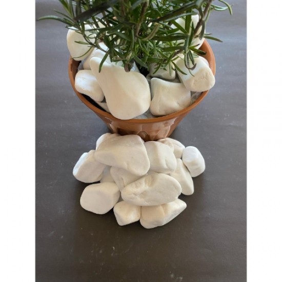 Beyaz Dolomit Taş (4-6 CM. BOY / 5 KG.) Dekoratif Çakıl Taşı.
