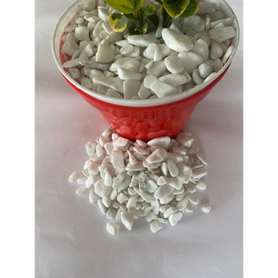 Beyaz Kristal Dolomit Taş (1-2 CM. BOY / 5 KG.) Dekoratif Çakıl Taşı.