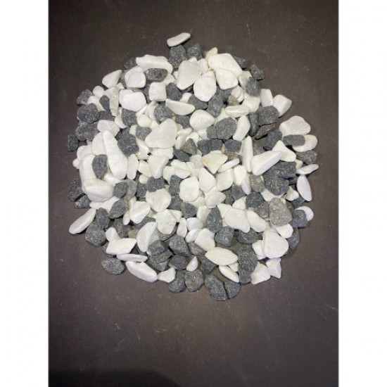 Beyaz Siyah Kristal Bazalt Dolomit ( 1-2 Cm. Boy / 3 Kg. ) Çakıl Taşı.