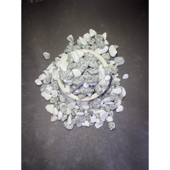 Beyaz / Benekli / Kristal / Granit / Dolomit / Taş ( 1.2 Cm. Boy / 5 Kg. ) Dekoratif Çakıl Taşı.